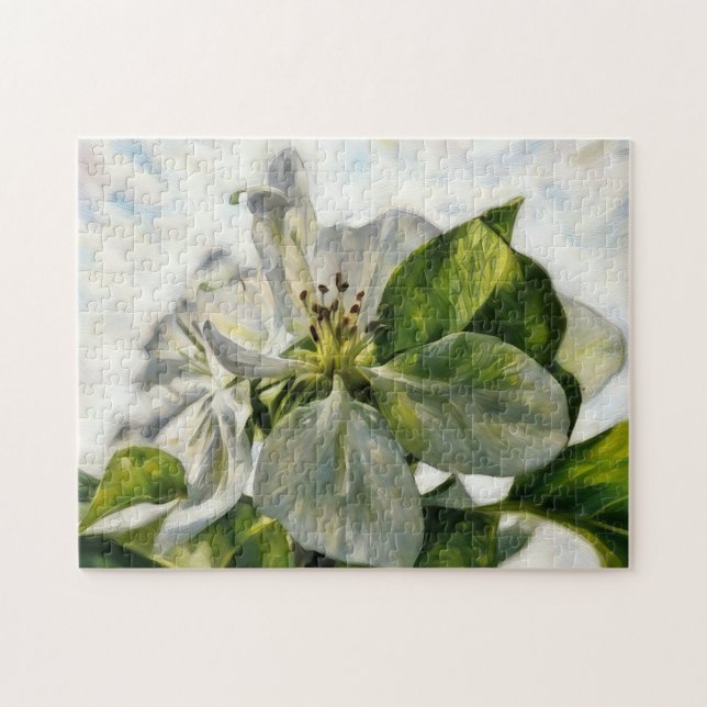 White Tree Blossom Flower Art Puzzle (Horizontal)