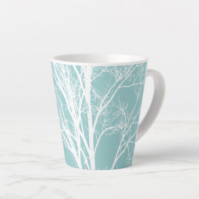 White Tree Branches Latte Mug (Right Angle)