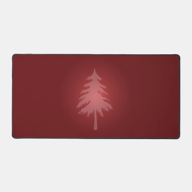 White Tree Holiday Red Background Christmas Desk Mat (Front)