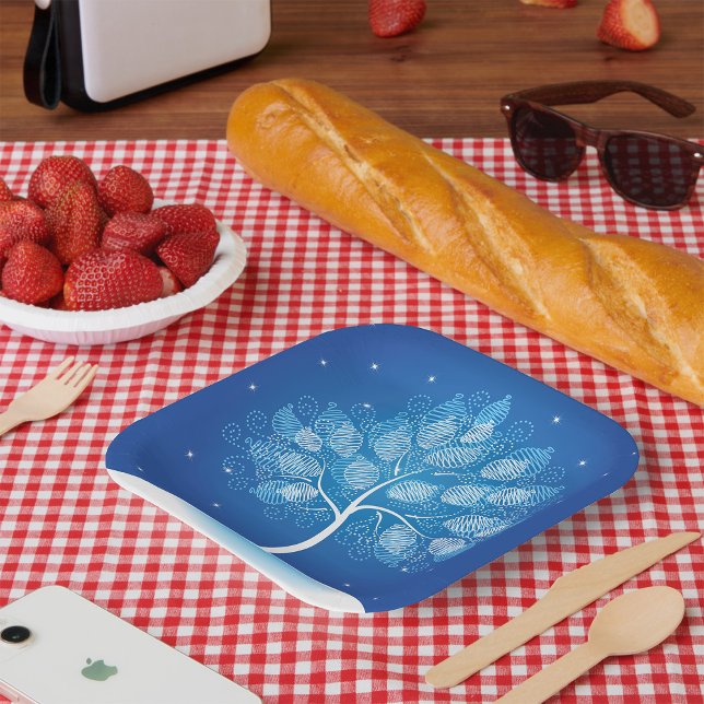 White Tree In The Snow Paper Plate (Creator Uploaded)