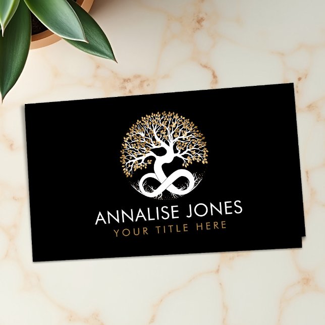 White Tree of Life - Infinity - Golden Leaves  Business Card (Creator Uploaded)