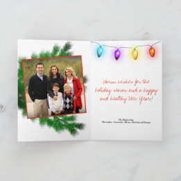White Tree Ornament Vintage Lights Custom Photo Holiday Card