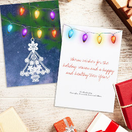 White Tree Ornament Vintage Lights Template