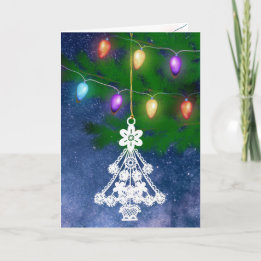 White Tree Ornament Vintage Lights Template