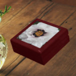 White Tree Peony Floral Gift Box<br><div class="desc">Store trinkets,  jewellery and other small keepsakes in this wooden gift box with ceramic tile that features the photo image of a large,  white Tree Peony flower with dark purple centre flares. A lovely,  floral design! Select your gift box size and colour.</div>