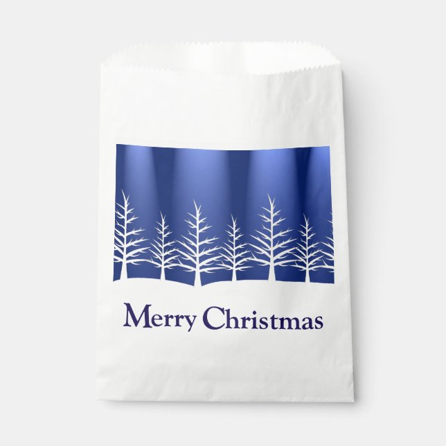 White Tree Silhouettes Elegant Christmas Favour Bag (Front)