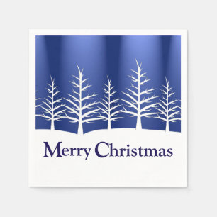 White Tree Silhouettes Elegant Christmas Napkin