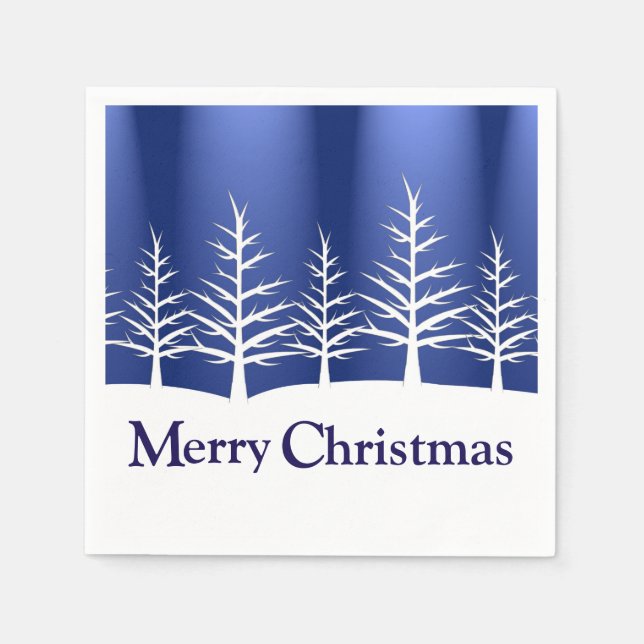 White Tree Silhouettes Elegant Christmas Napkin (Front)