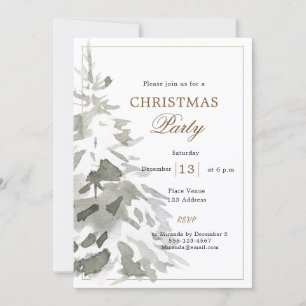 White tree snow modern Christmas Party Invitation