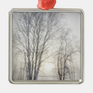 White Trees on a Snowy Day Metal Ornament