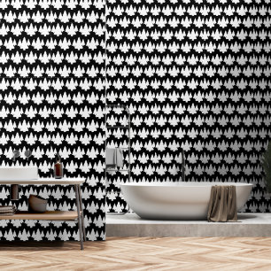 White Trees On Black Accent Wallpaper