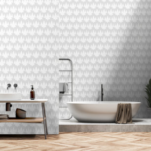 White Trees On Grey Accent Wallpaper