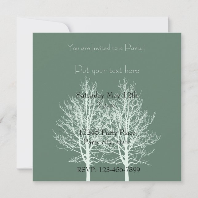 White Trees Personalised Birthday Invitation (Front)