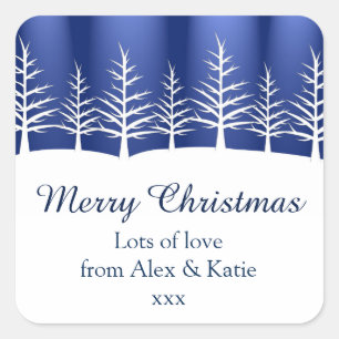 White Trees Silhouettes Square Sticker