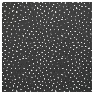 White Trendy Abstract Dots on Chic Black Fabric