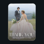 white trendy typography wedding photo thank you  magnet<br><div class="desc">elegant white trendy typography wedding photo thank you Magnet</div>