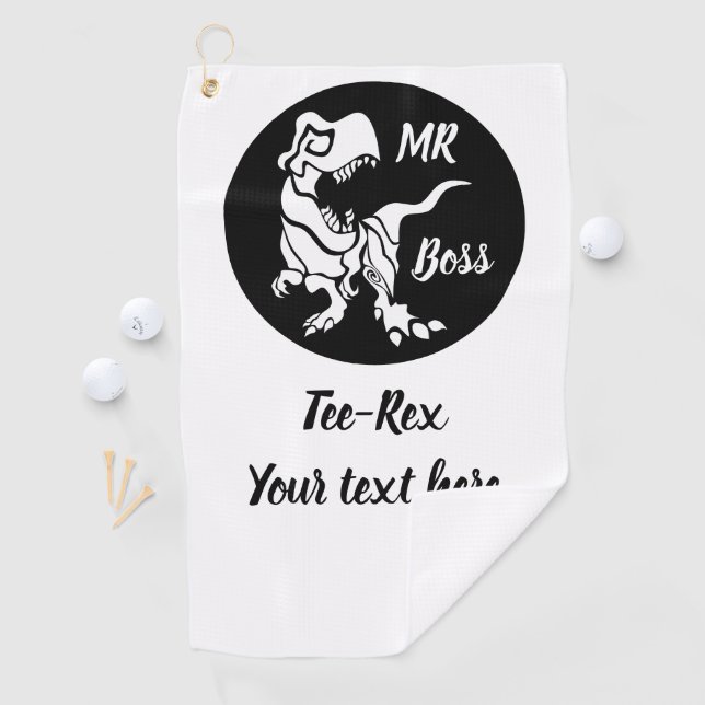 White Trex the Boss Dino Golf Towel (InSitu)