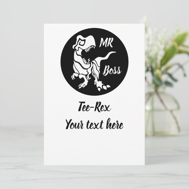 White Trex the Boss Dino Invitation (Standing Front)