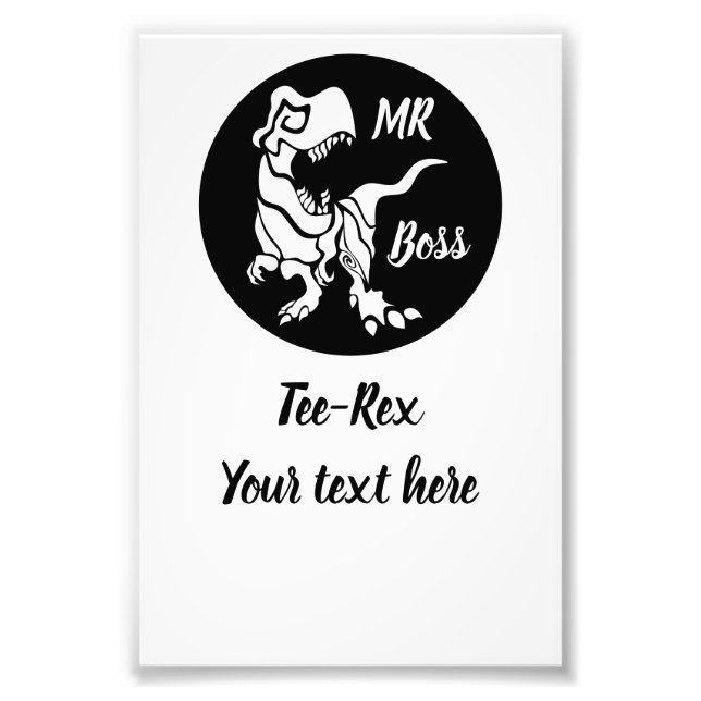 White Trex the Boss Dino Photo Print (Front)