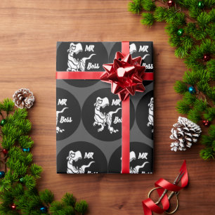 White Trex the Boss Dino Wrapping Paper