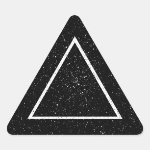 White triangle outline on black star background sticker