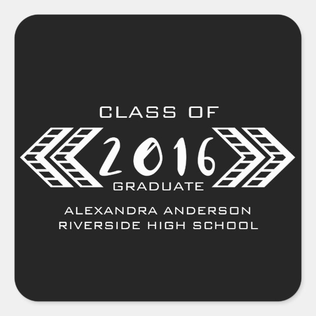 White Tribal Aztec Graduation Stickers (Front)