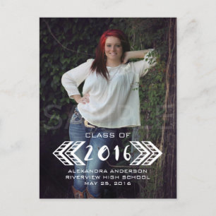 White Tribal Aztec Photo Graduation Postcard
