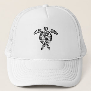 White Tribal Hawaiian Tattoo Boho Sea Turtle Trucker Hat