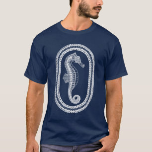 White Tribal Seahorse T-Shirt