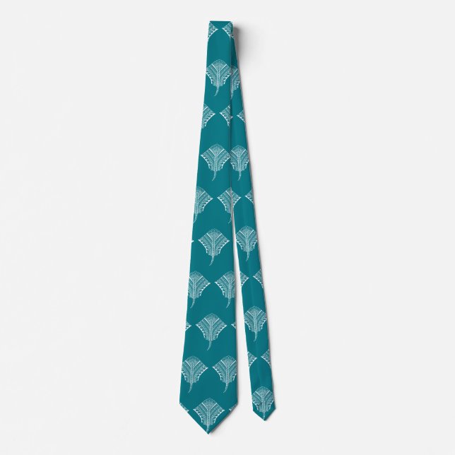 White Tribal Stingray Tie (Front)