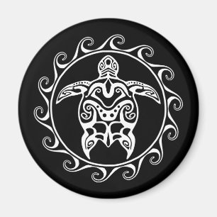White Tribal Turtle Magnet