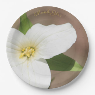 White Trillium Flower Large Paper Plate