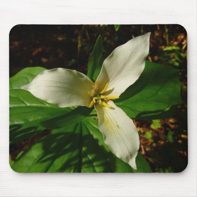 White Trillium Flower Spring Wildflower Mouse Pad (Front)