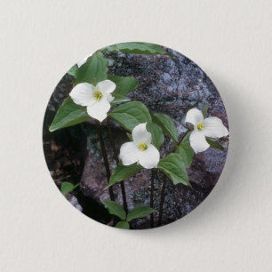 white Trillium flowers 6 Cm Round Badge