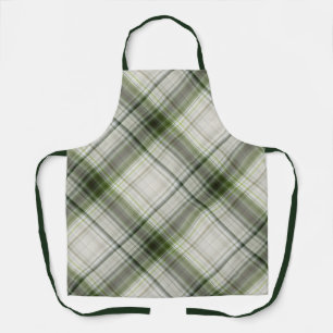 White Trilliums Green and White Plaid Apron