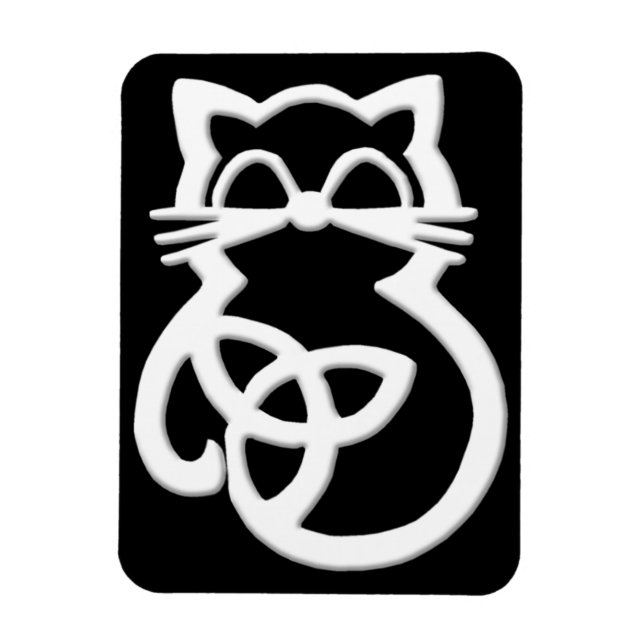 White Trinity Knot Celtic Cat Magnet (Vertical)