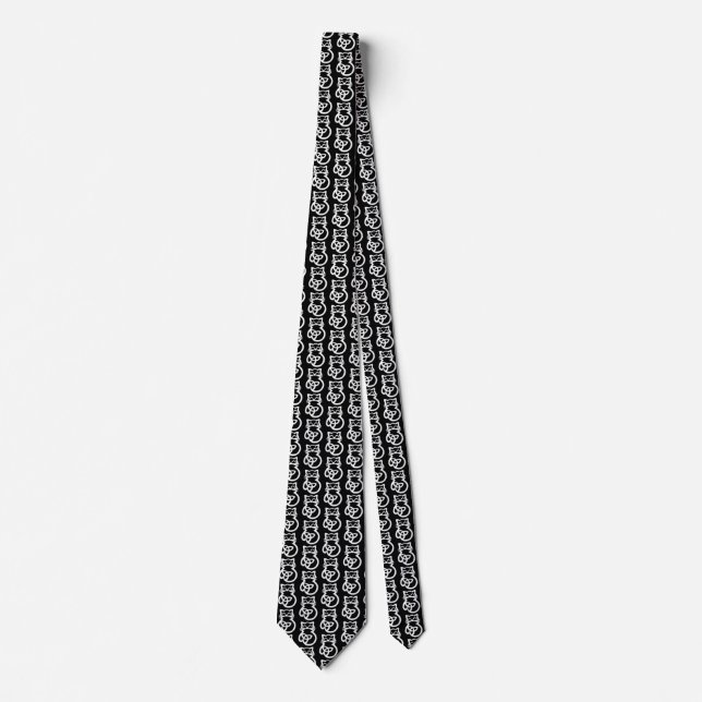 White Trinity Knot Celtic Cat Neck Tie (Front)
