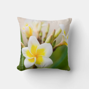 White tropical flower cushion