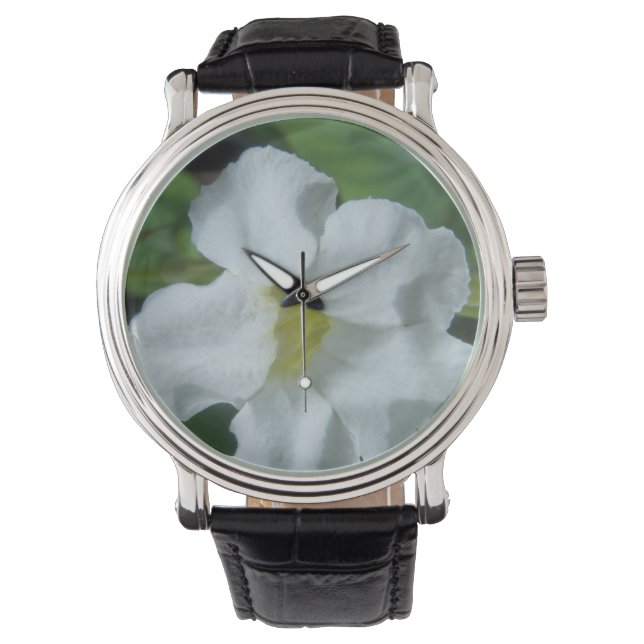 White Tropical Flower Found on Fiji Watch (Front)