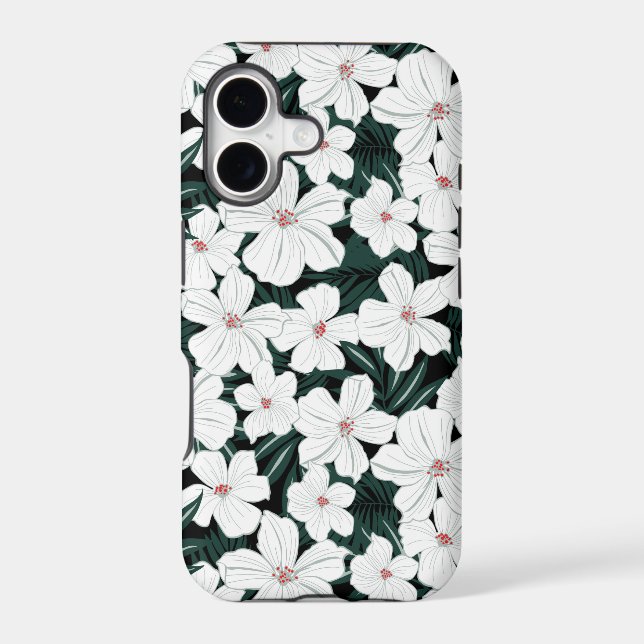 White Tropical Flowers Pattern (Back)