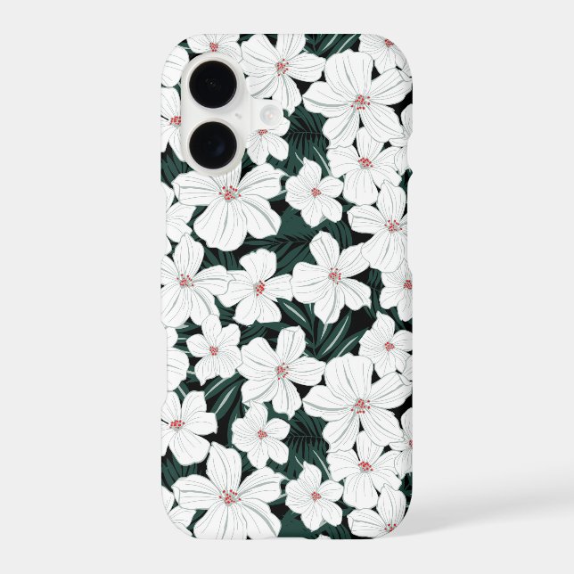 White Tropical Flowers Pattern (Back)