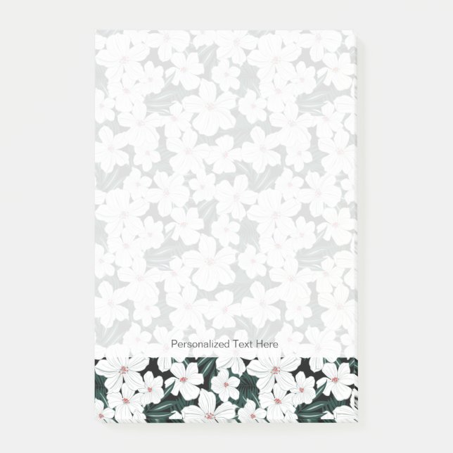 White Tropical Flowers Pattern Post-it Notes (Front)