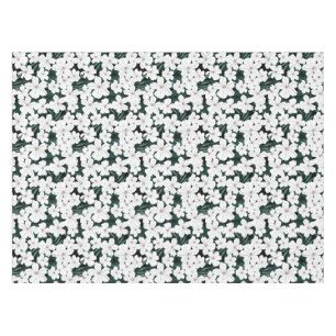 White Tropical Flowers Pattern Tablecloth