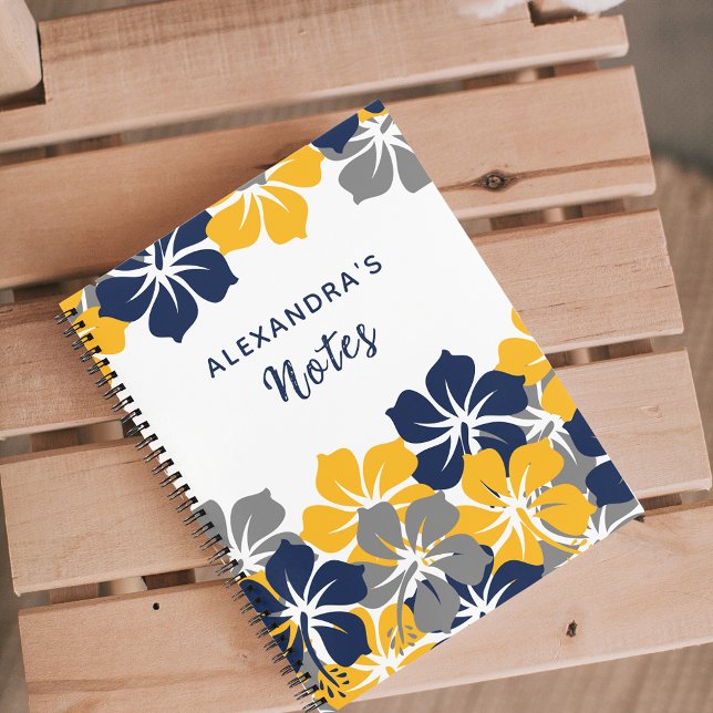 White Tropical Grey or Grey Blue Yellow Floral Notebook (Creator Uploaded)