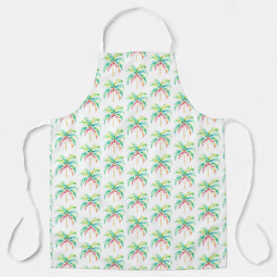 White Tropical Island Palm All-Over Print Apron