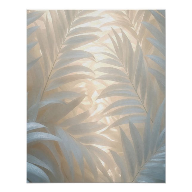 White tropics, palm leaves watercolor poster (Front)