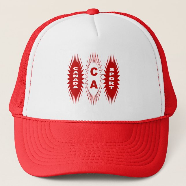 White Trucker cap red DESIGN CANADA SPORT (Front)