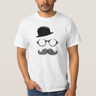 White Tshirt Hat Glasses Moustache