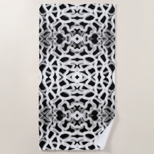 White Tubular Piping On Black Beach Towel