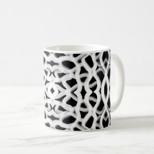 White Tubular Piping On Black  Coffee Mug